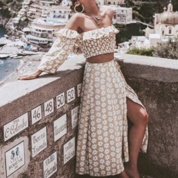 Boho Chic Off Shoulder Skirt SEt - Picture 2 of 5